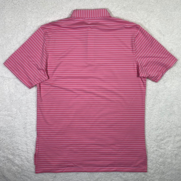 Peter Millar Summer Comfort Mens Medium Crown Sport Pink Striped Polo Shirt M - Picture 5 of 6